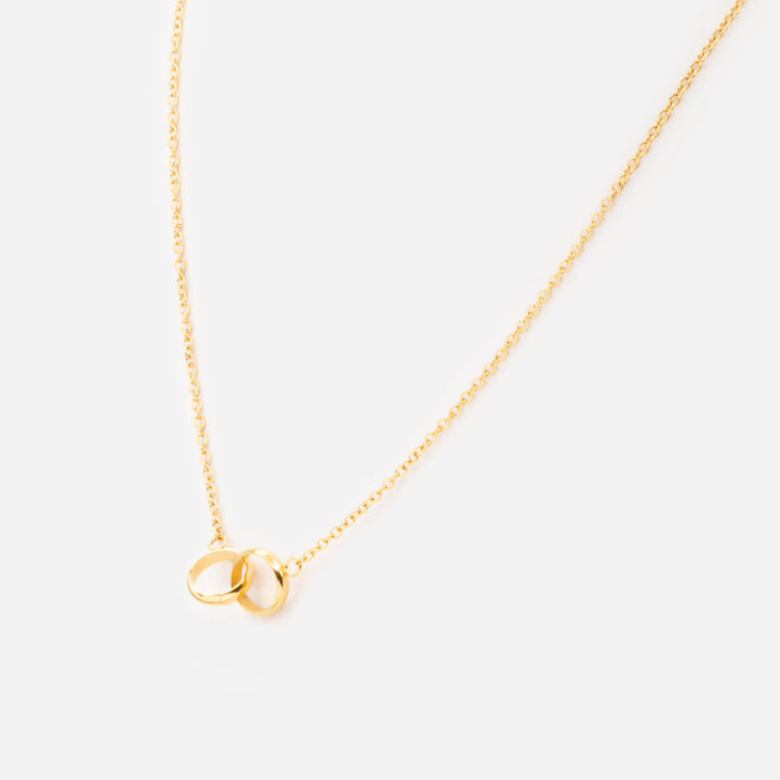Collier doré double cercle en acier inoxydable
