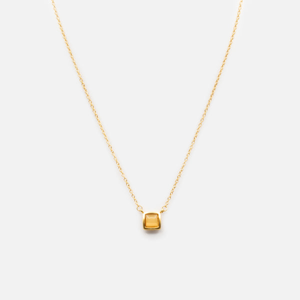 Load image into Gallery viewer, Gold stainless steel chain with yellow square pendant
