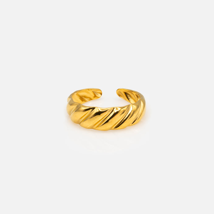 Bague ouverte croissant dorée en acier inoxydable