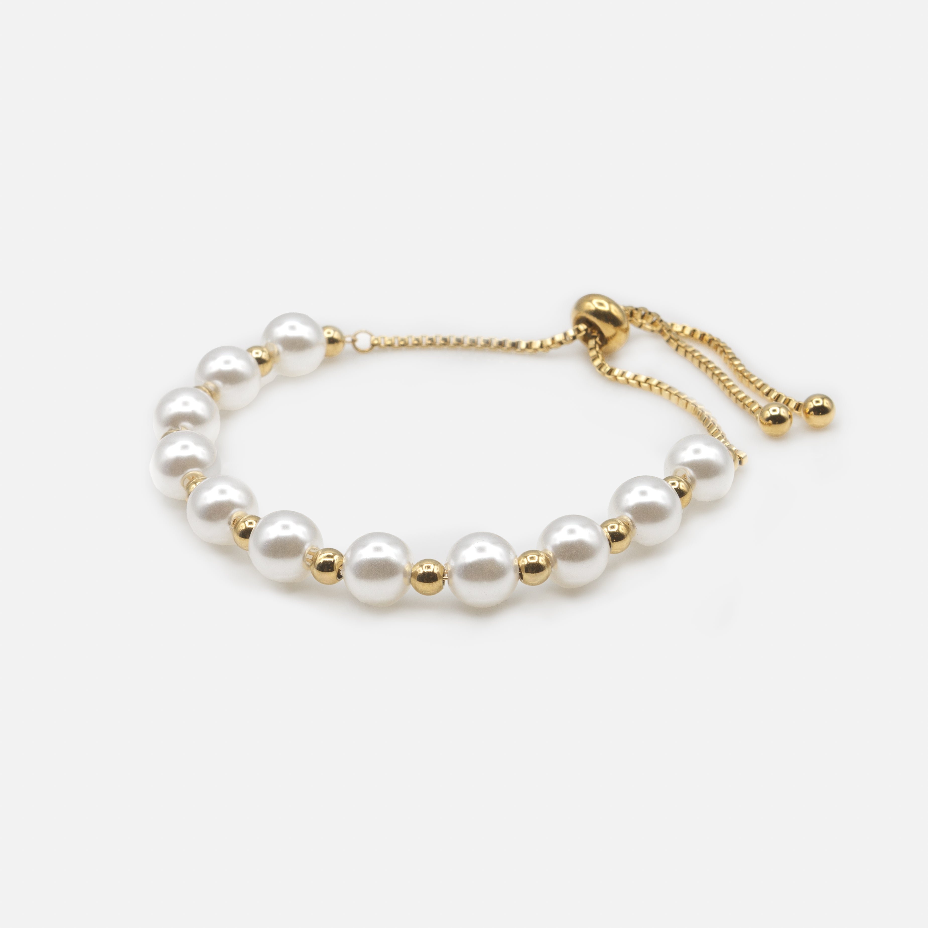 Stainless steel gold bead and bead bracelet