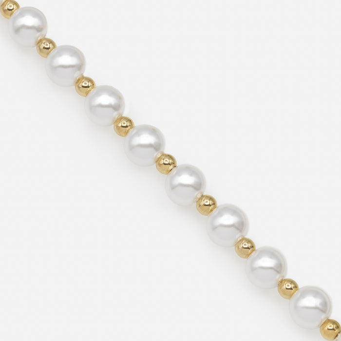 Bracelet perles et billes dorées en acier inoxydable