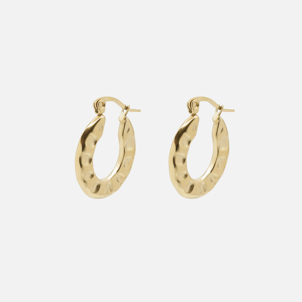 Load image into Gallery viewer, Gold hoop earrings with stainless steel hollows
