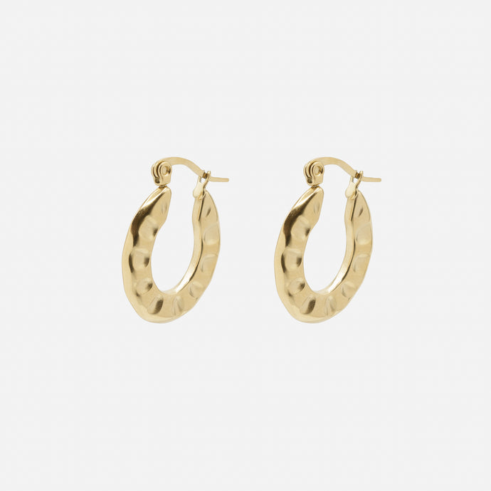 Gold hoop earrings with stainless steel hollows