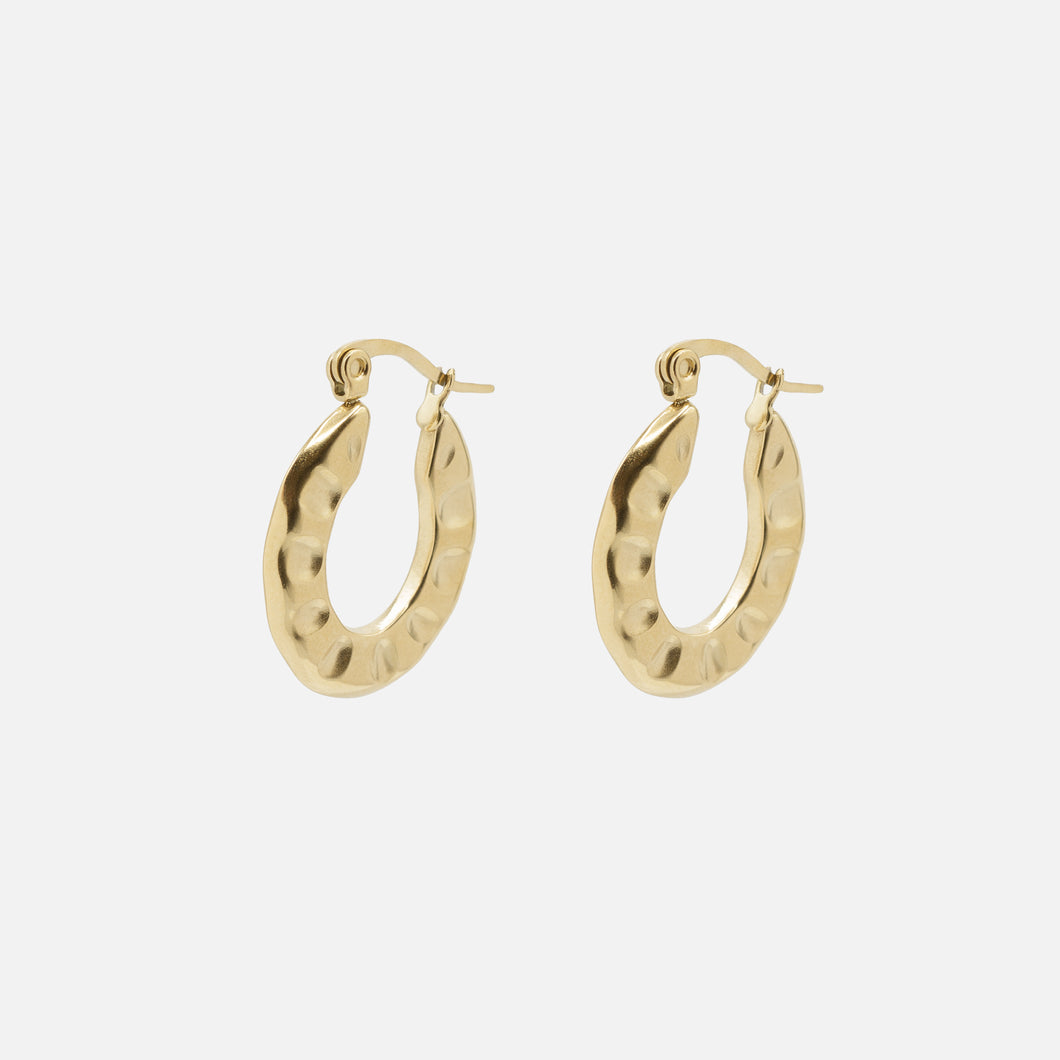 Boucles d'oreilles anneaux dorés avec creux en acier inoxydable