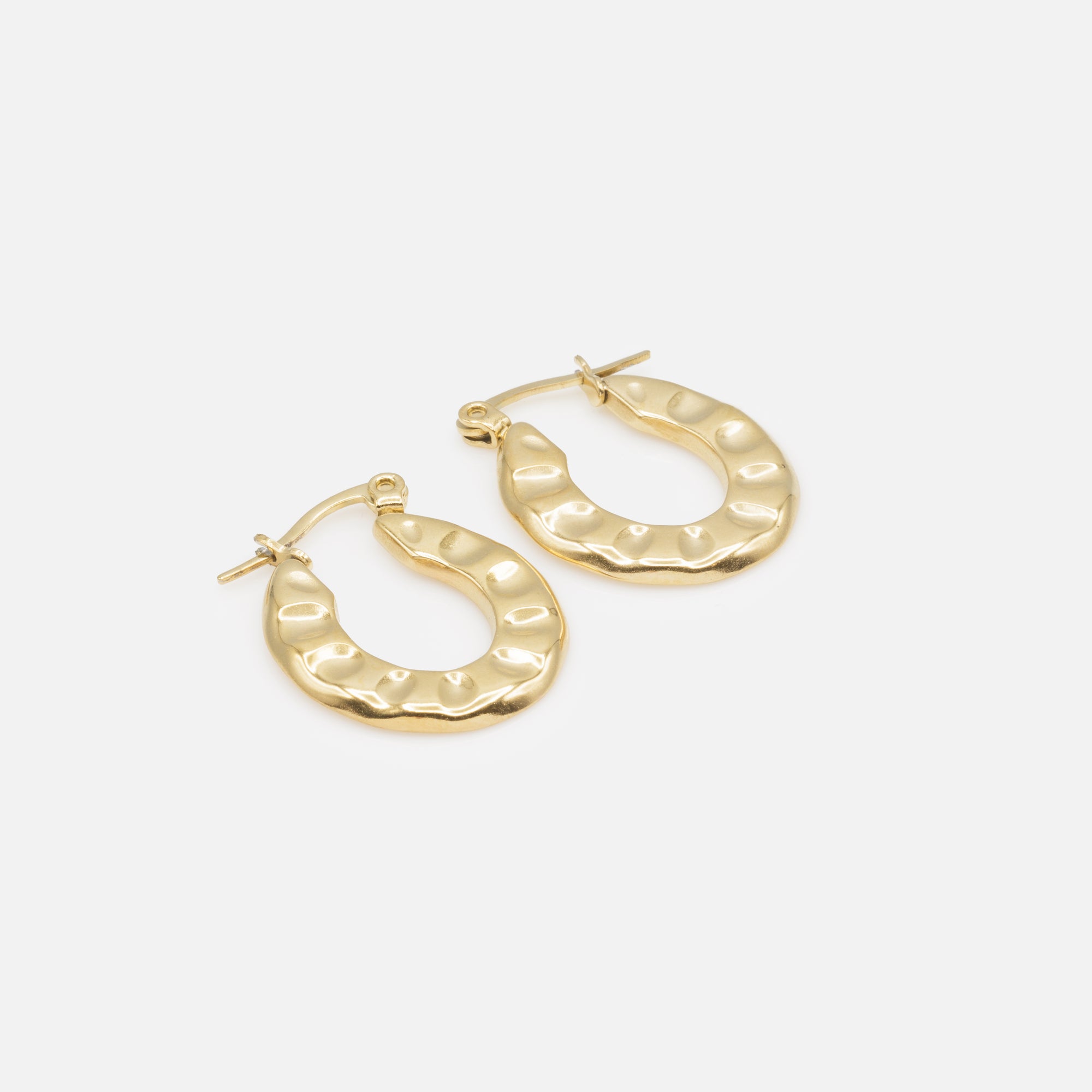 Gold hoop earrings with stainless steel hollows