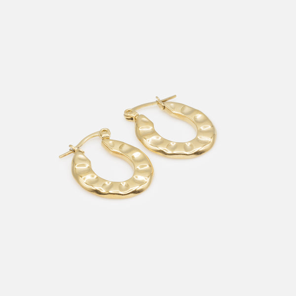 Charger l&#39;image dans la galerie, Boucles d&#39;oreilles anneaux dorés avec creux en acier inoxydable
