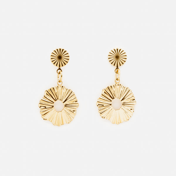 Load image into Gallery viewer, Gold Textured Ocean Flora Stainless Steel Earrings
