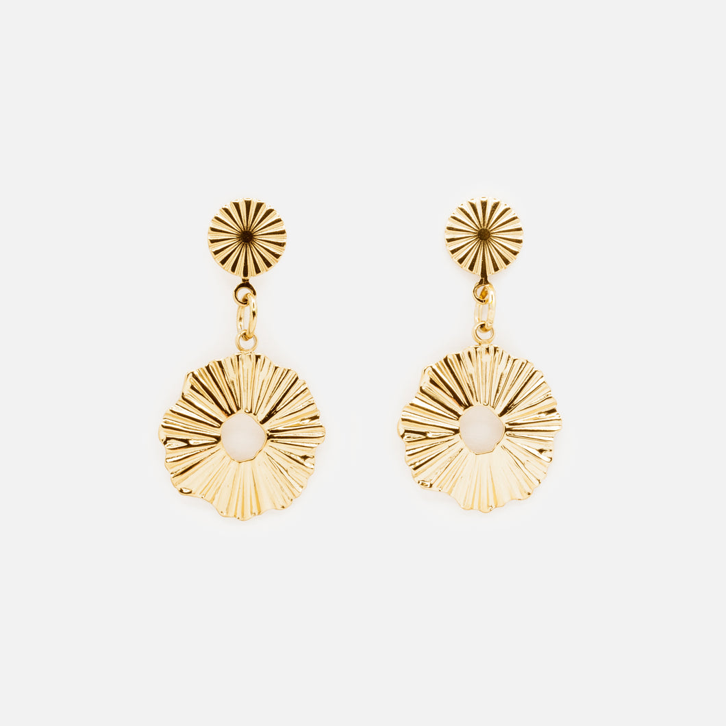 Gold Textured Ocean Flora Stainless Steel Earrings