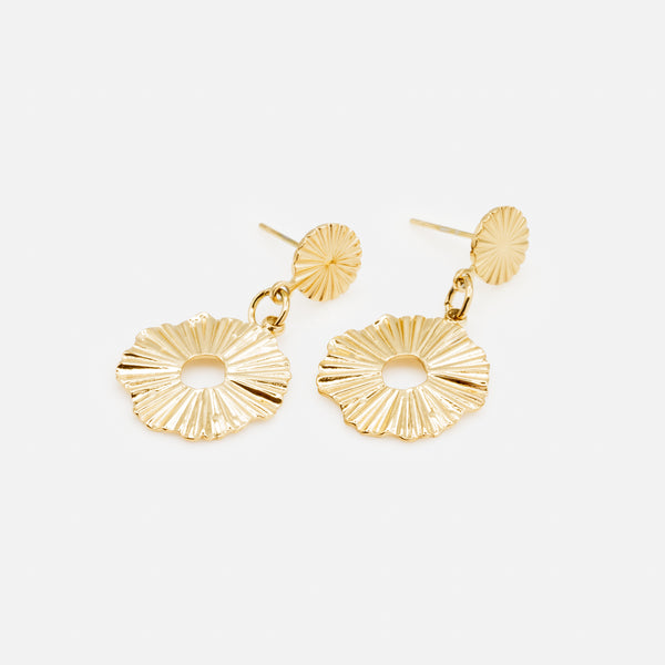 Load image into Gallery viewer, Gold Textured Ocean Flora Stainless Steel Earrings
