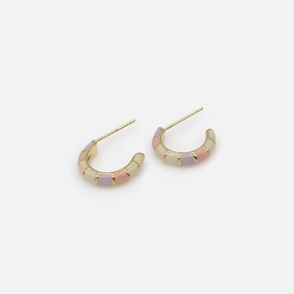 Load image into Gallery viewer, Multicolored open hoop earrings in stainless steel
