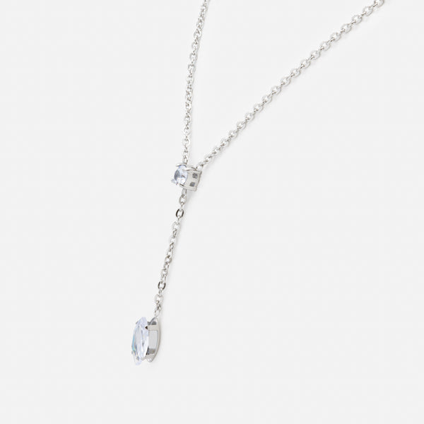 Load image into Gallery viewer, Silver necklace with teardrop cubic zirconia pendant in stainless steel

