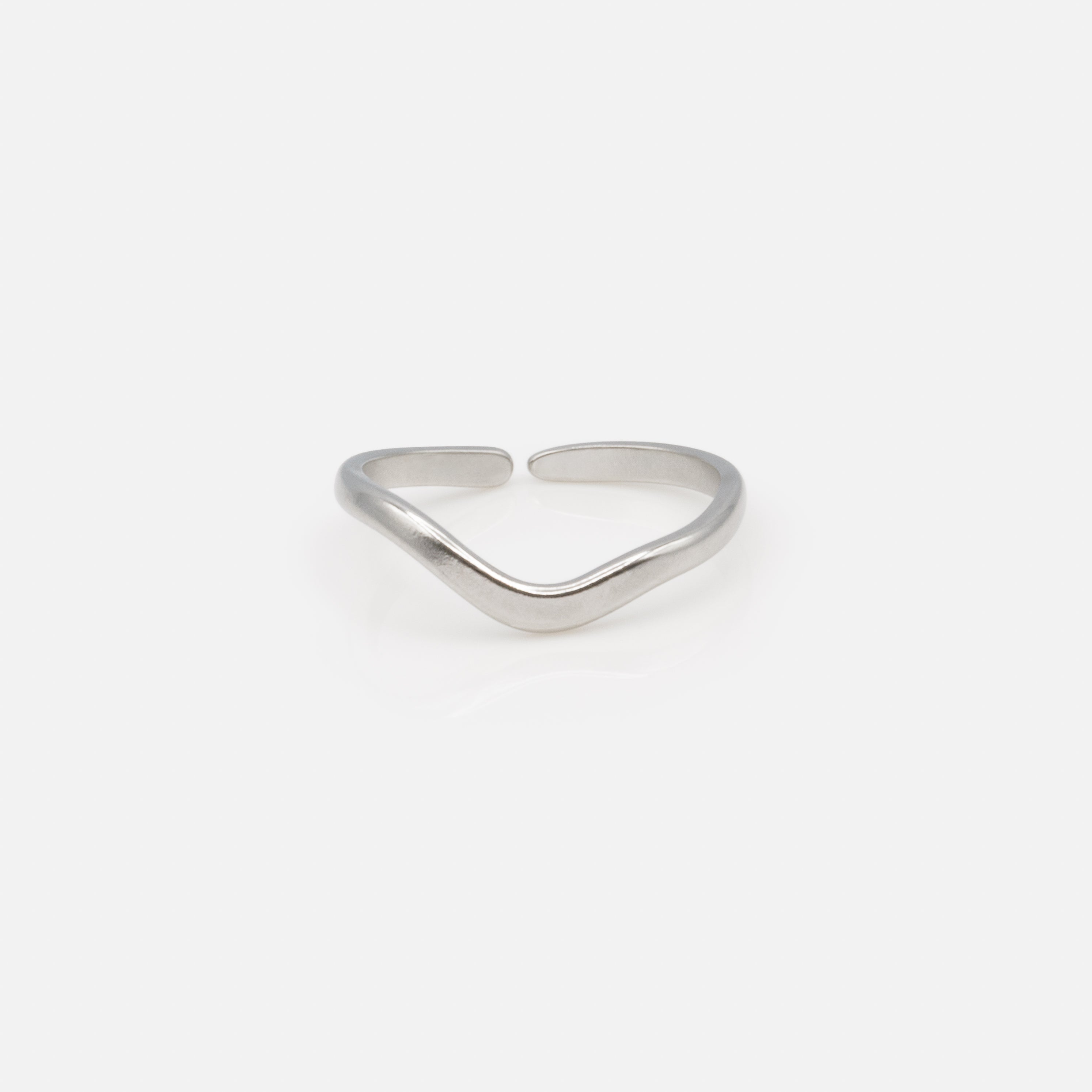 Bague ondulée argentée en acier inoxydable