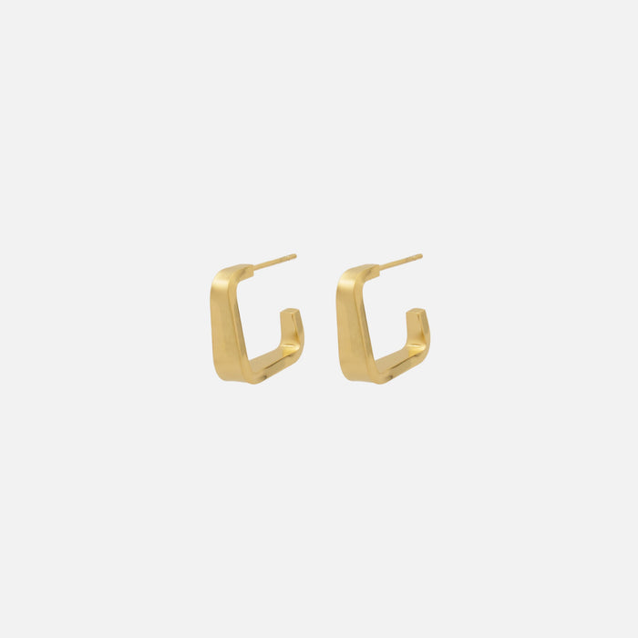 Stainless Steel Open Angular Gold Hoop Earrings