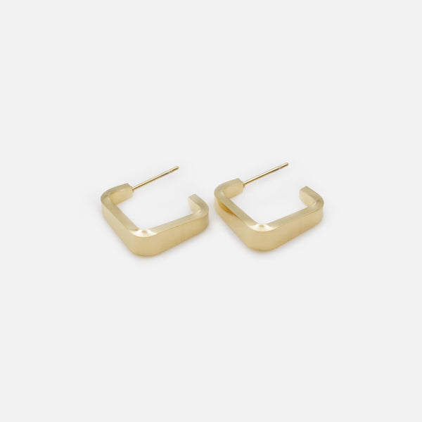Charger l&#39;image dans la galerie, Boucles d&#39;oreilles anneaux dorés ouverts angulaires en acier inoxydable
