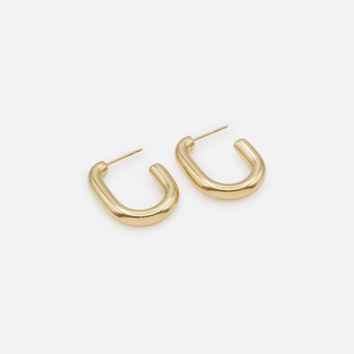 Boucles d'oreilles anneaux dorés épais ovales en acier inoxydable