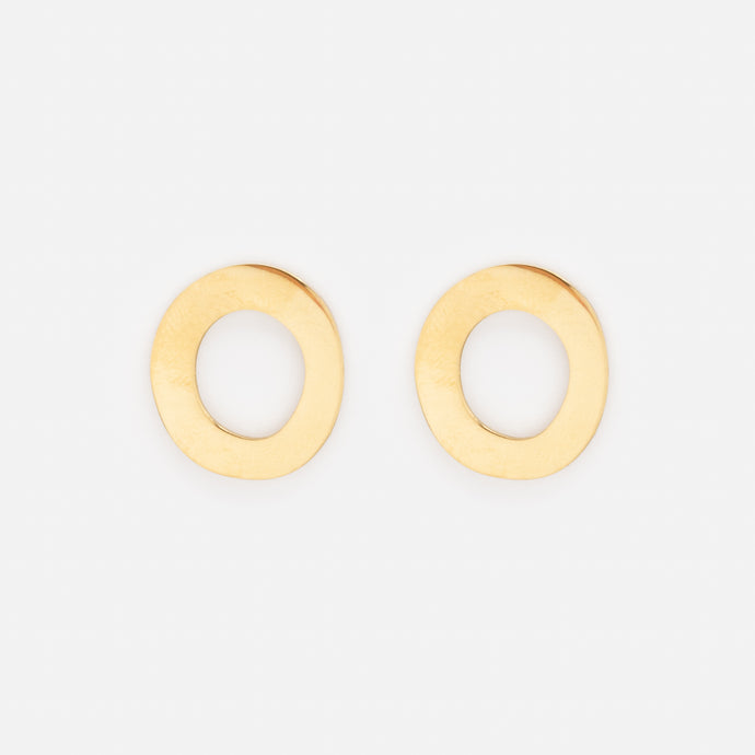 Gold-tone large empty circle stainless steel earrings
