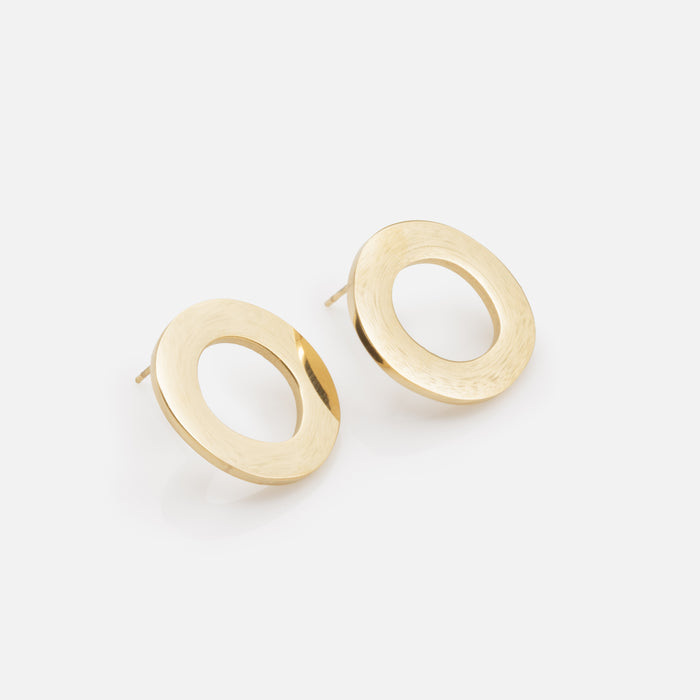 Boucles d'oreilles dorées larges cercles vides en acier inoxydable