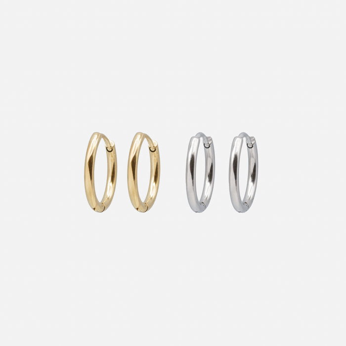 Two Tone Stainless Steel Huggie Hoop Earrings