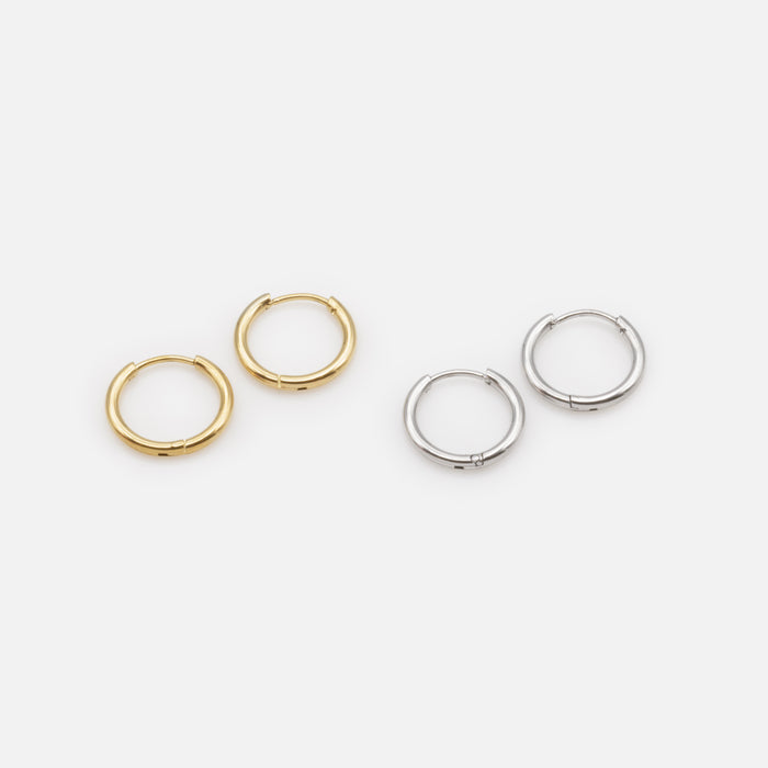 Two Tone Stainless Steel Huggie Hoop Earrings