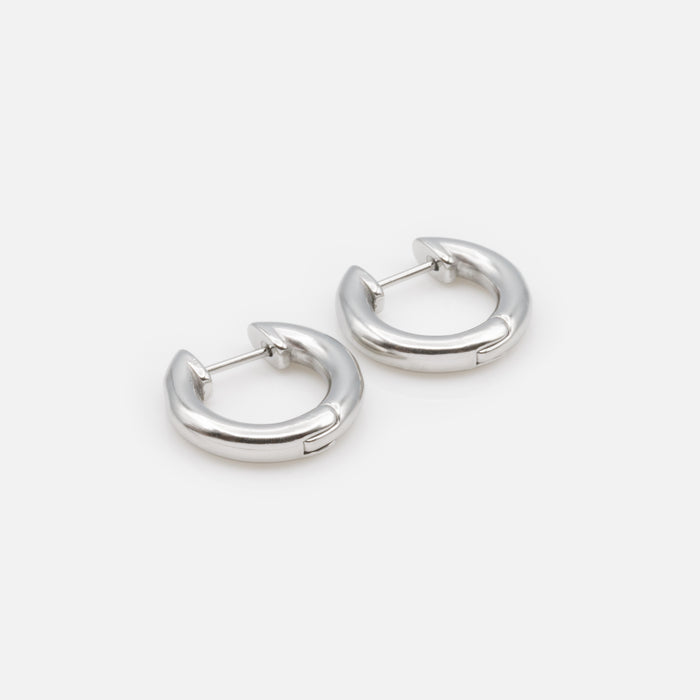 Silver stainless steel huggies earrings