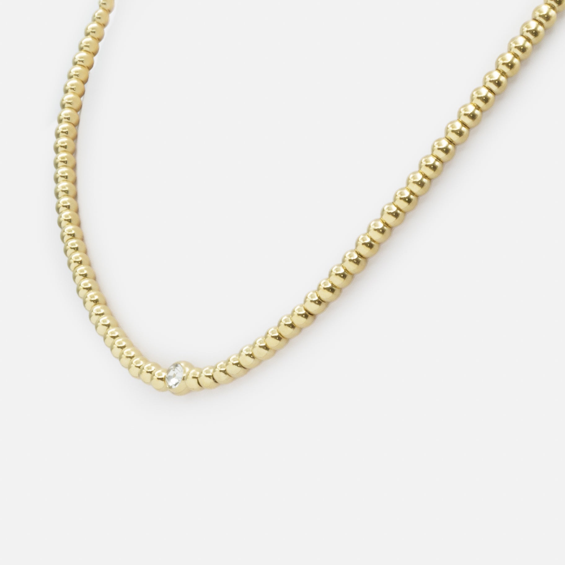 Collier court doré avec zircon cubique central en acier inoxydable