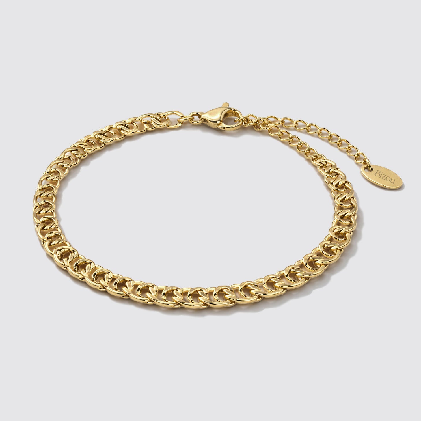 Bracelet maille croisée dorée en acier inoxydable
