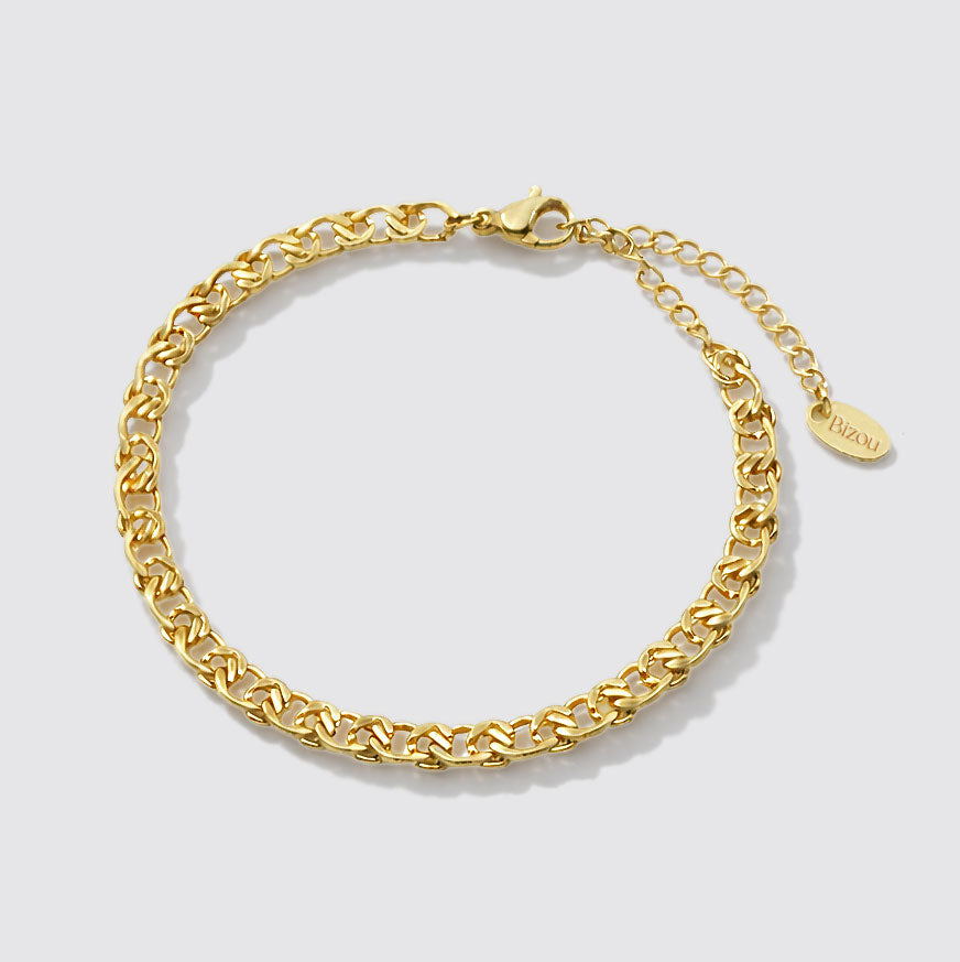 Bracelet maille croisée dorée en acier inoxydable