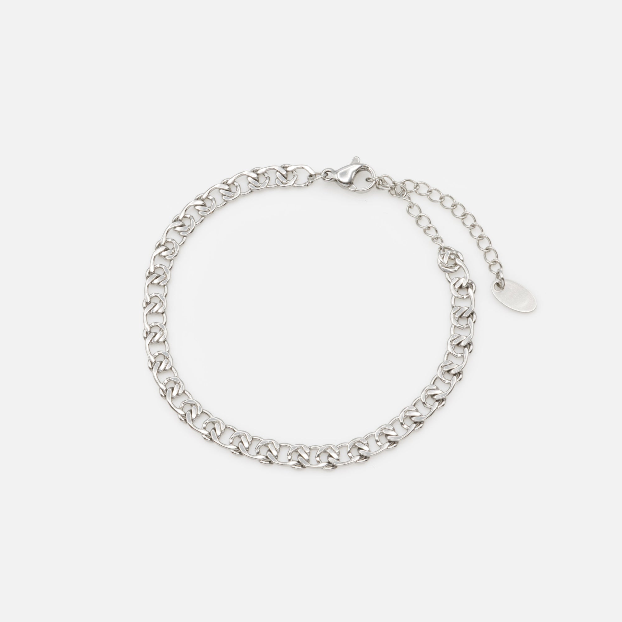 Bracelet argenté maille croisée en acier inoxydable