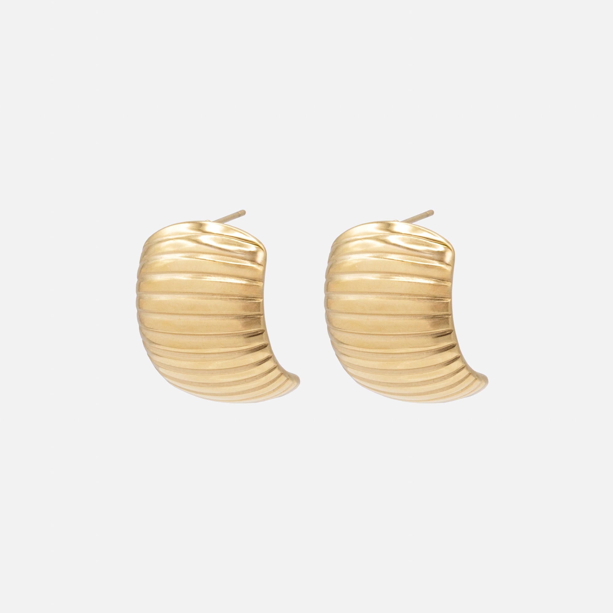 Boucles d'oreilles texturées dorées en acier inoxydable