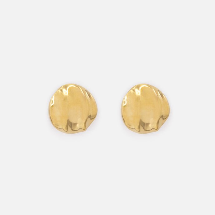 Hammered effect gold-plated stainless steel earrings