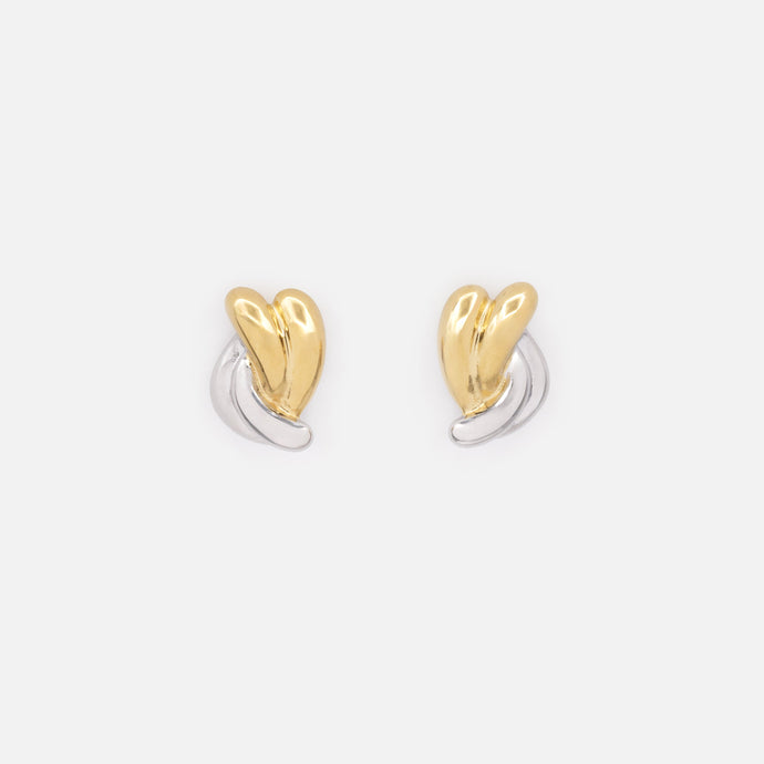 Two-tone stainless steel twist earrings