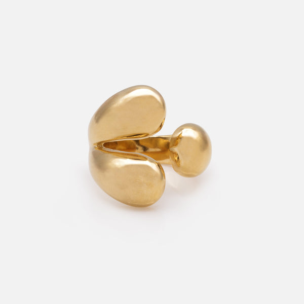 Load image into Gallery viewer, Large three-pronged gold-plated stainless steel ring
