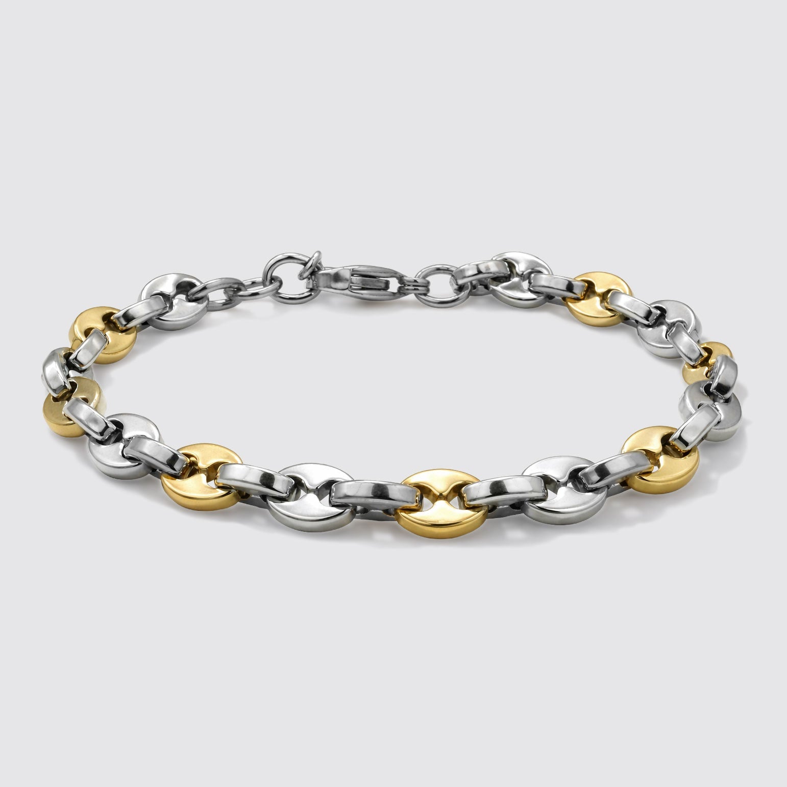 Bracelet maillons marins deux tons en acier inoxydable