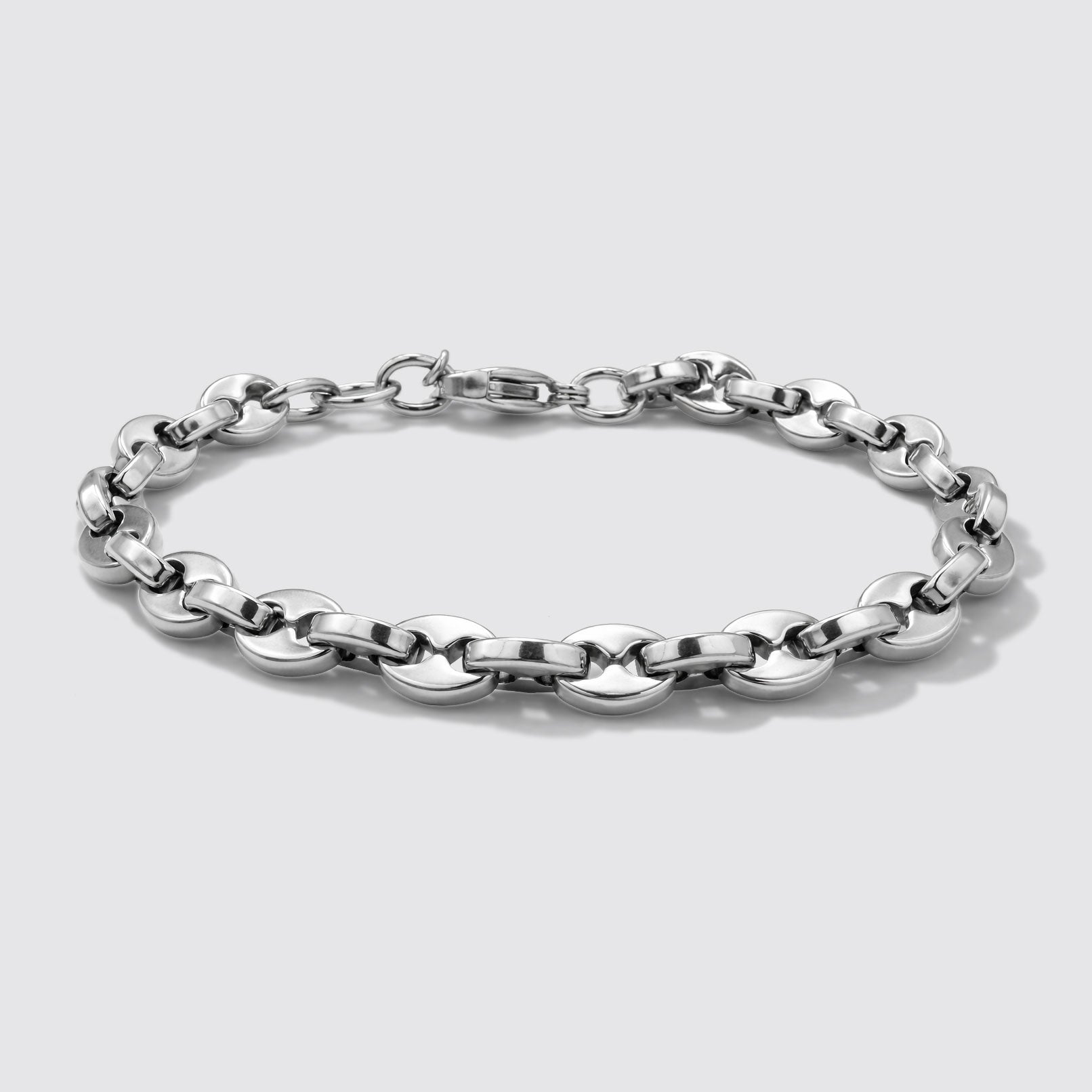 Bracelet maille marine argentée en acier inoxydable