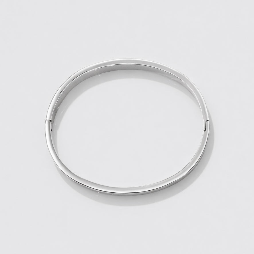 Bracelet jonc strié argenté en acier inoxydable