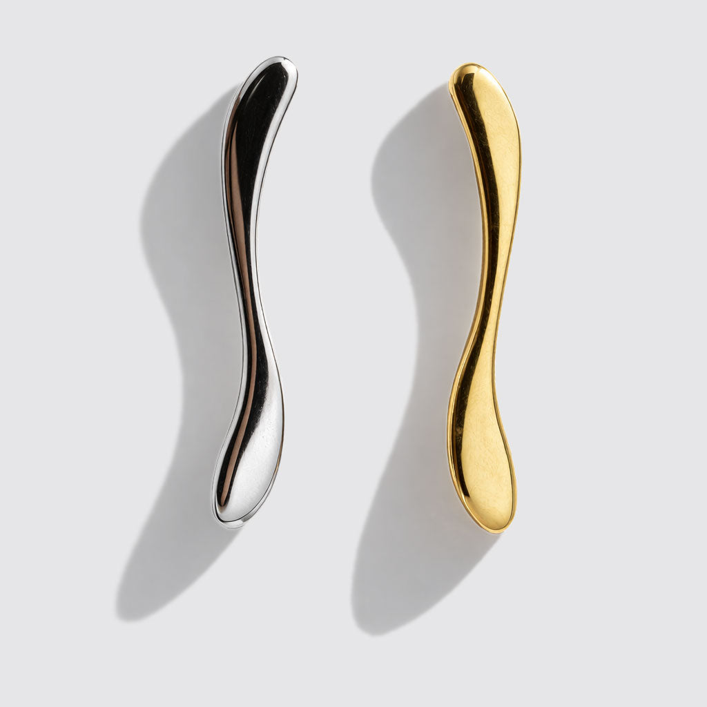 Boucles d'oreilles longues ondulées deux tons en acier inoxydable