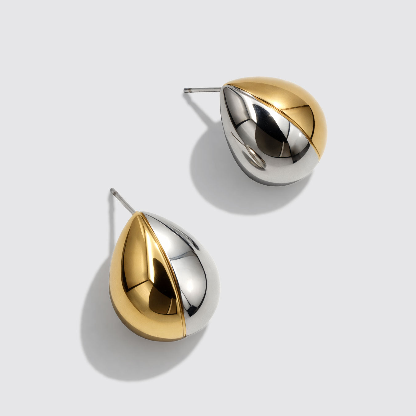 Boucles d'oreilles pendantes goutte deux tons en acier inoxydable