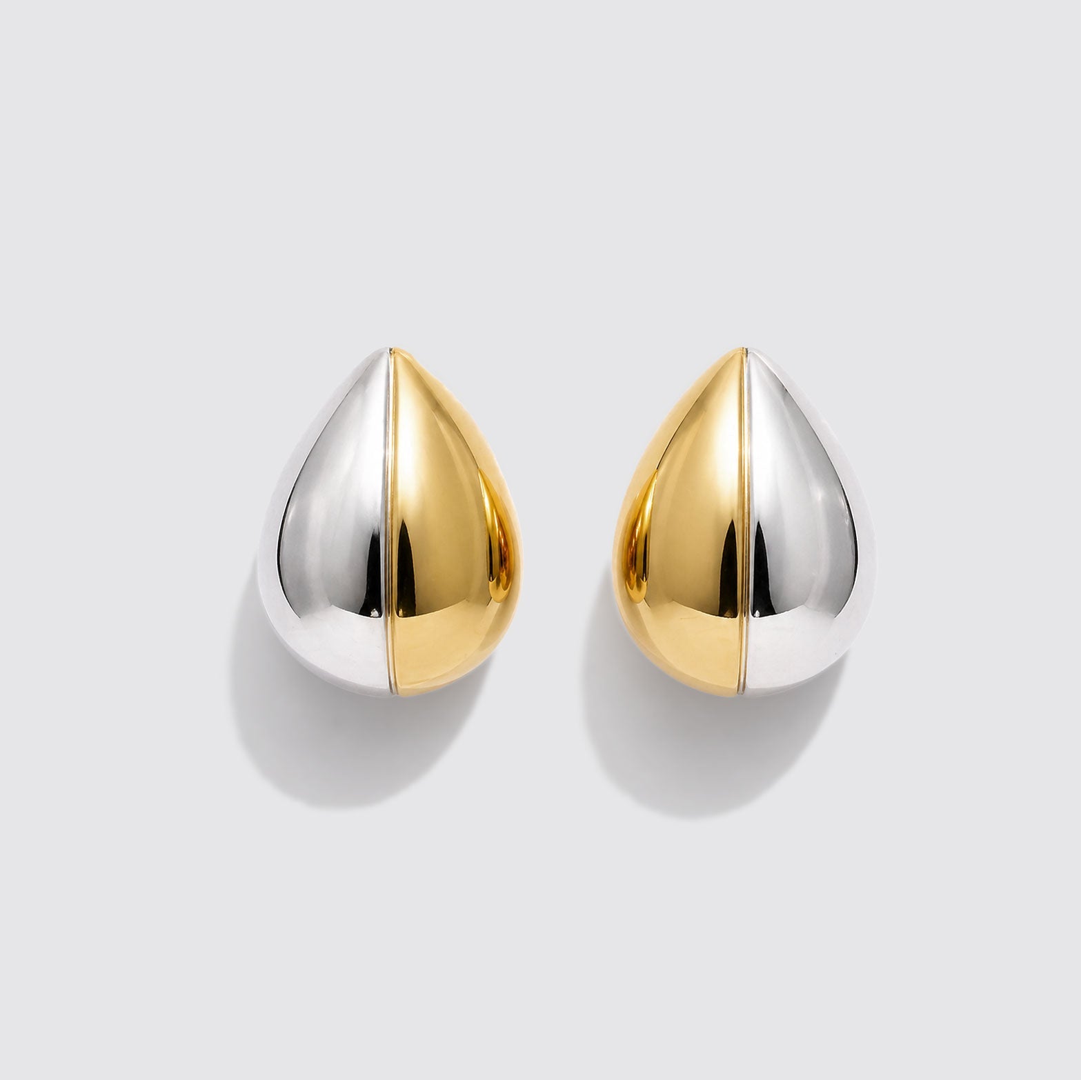 Boucles d'oreilles pendantes goutte deux tons en acier inoxydable