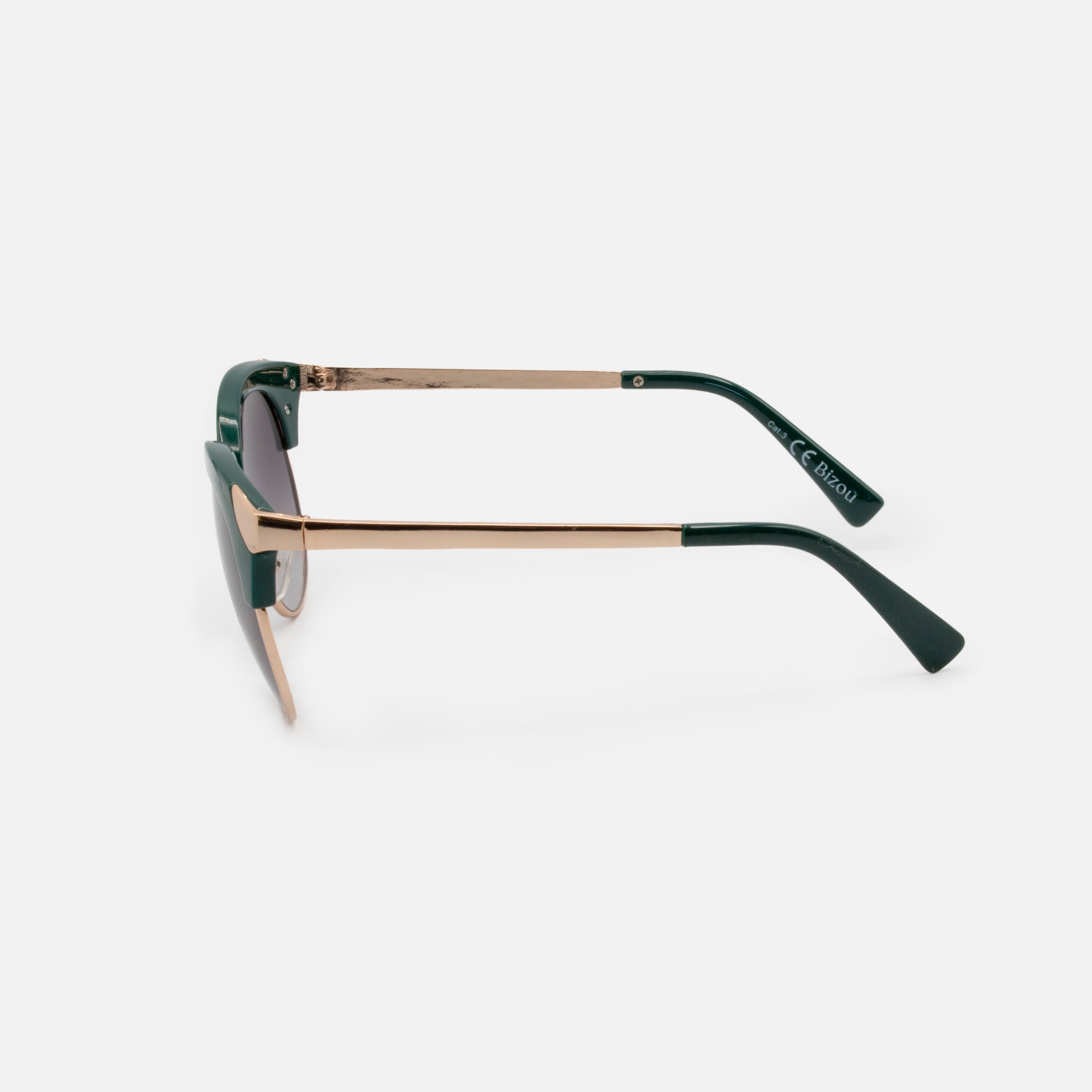 Cat-eye sunglasses with gold and forest green frames