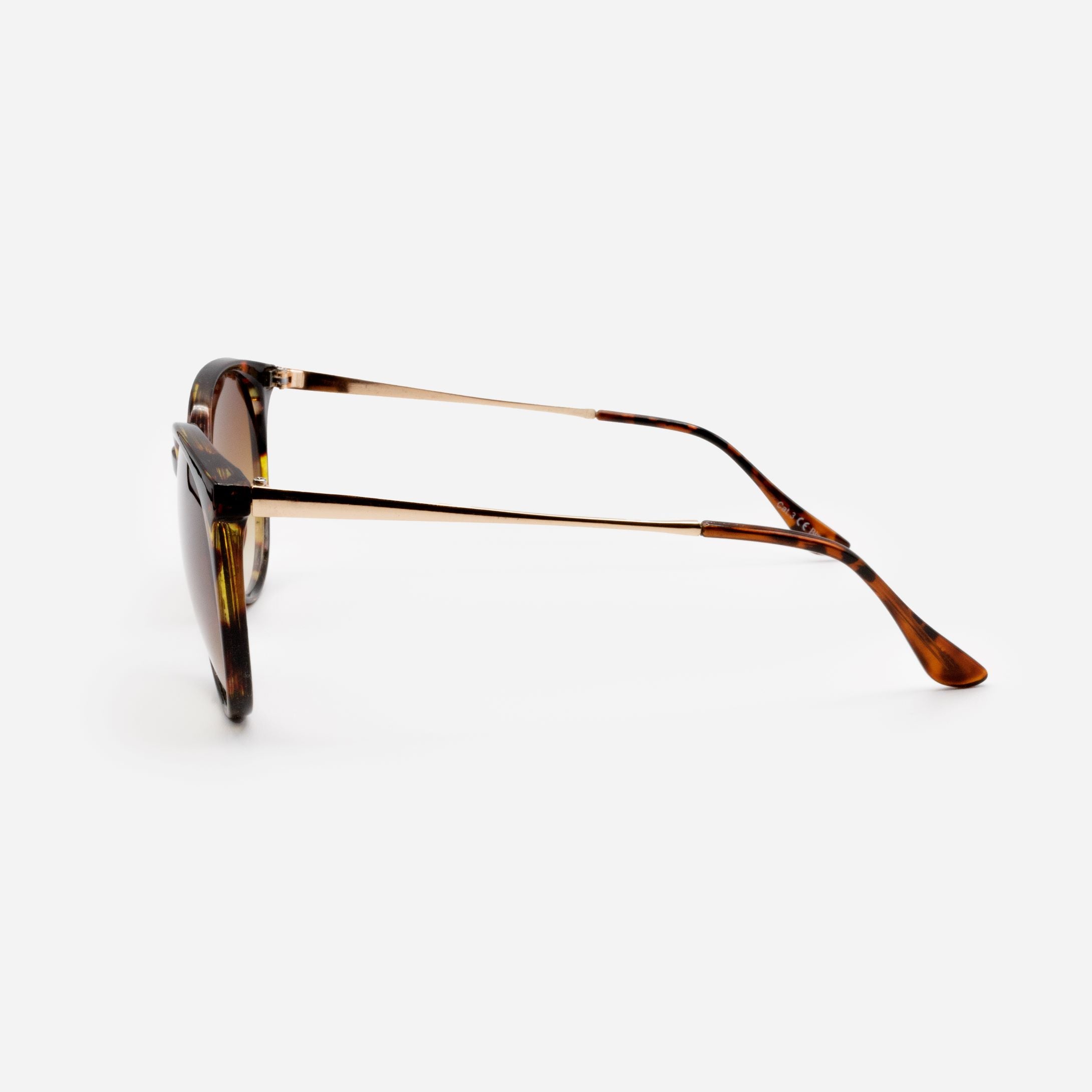 Lunettes de soleil écaille de tortue et dorées avec verres bruns
