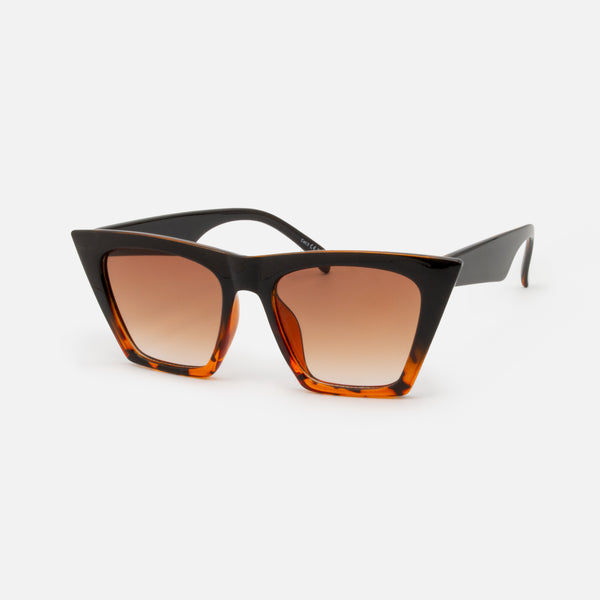 Load image into Gallery viewer, Black and tortoise gradient angular cat-eye sunglasses
