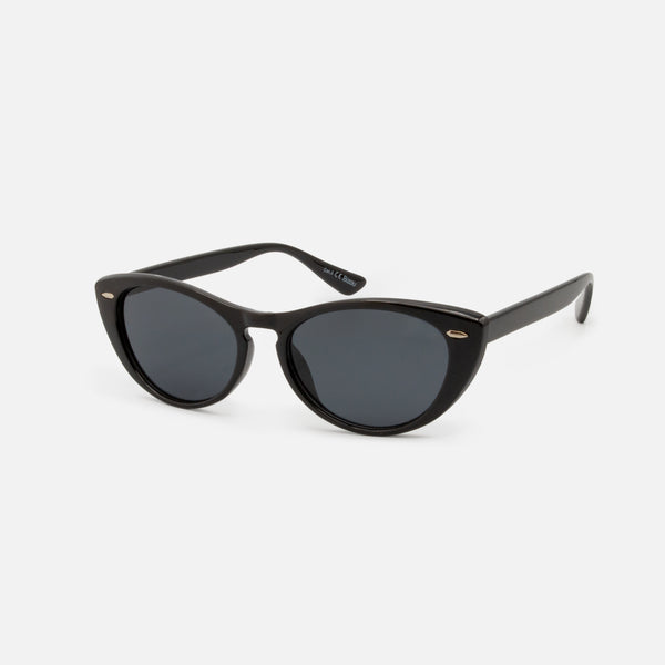 Load image into Gallery viewer, Black cat eye sunglasses with oval lenses
