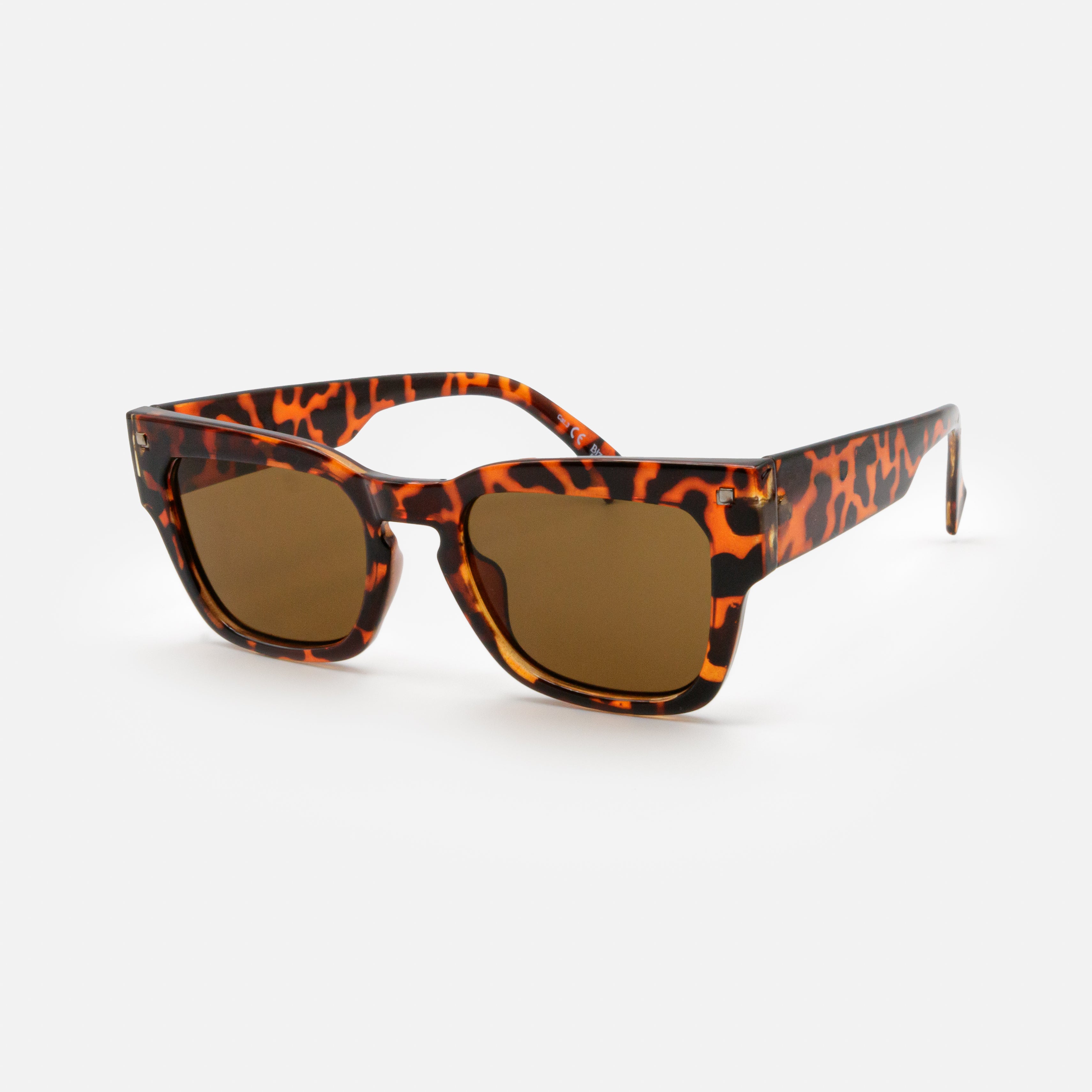 Square Tortoiseshell Sunglasses with Brown Lenses