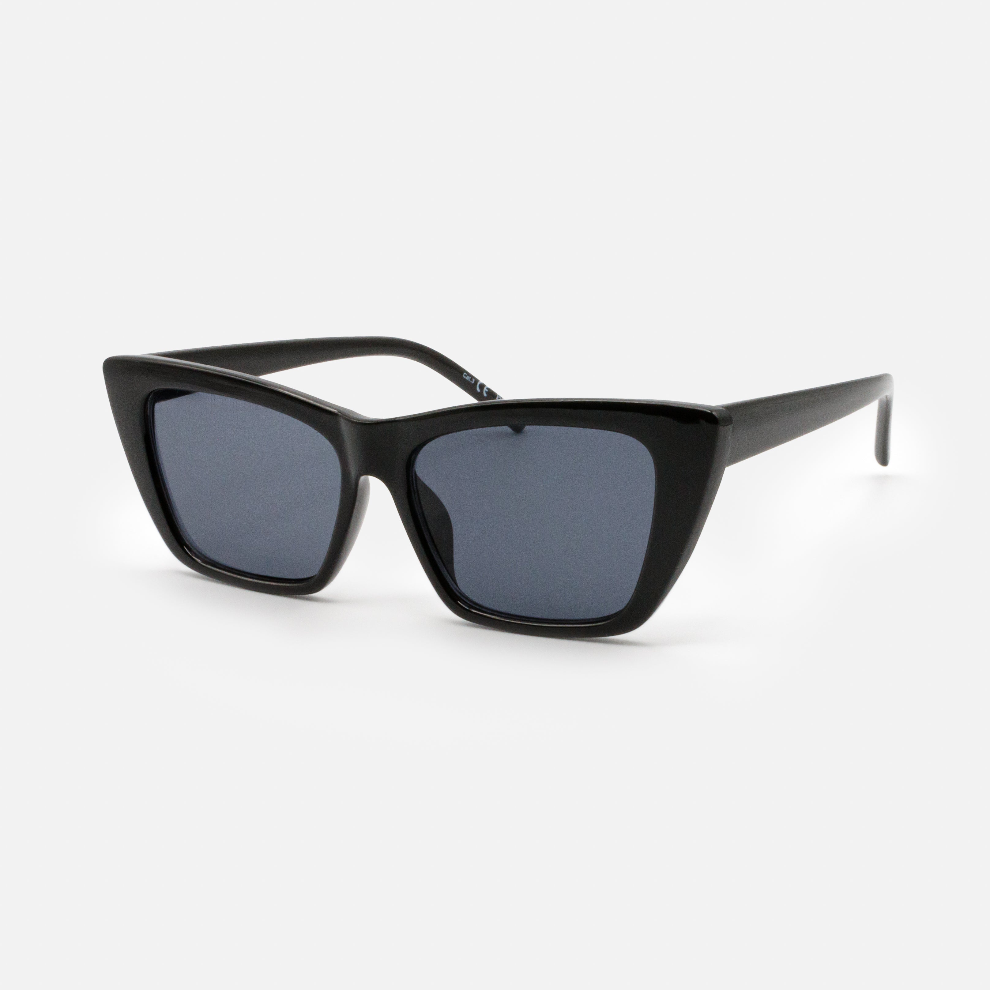 Black cat eye sunglasses with black lenses