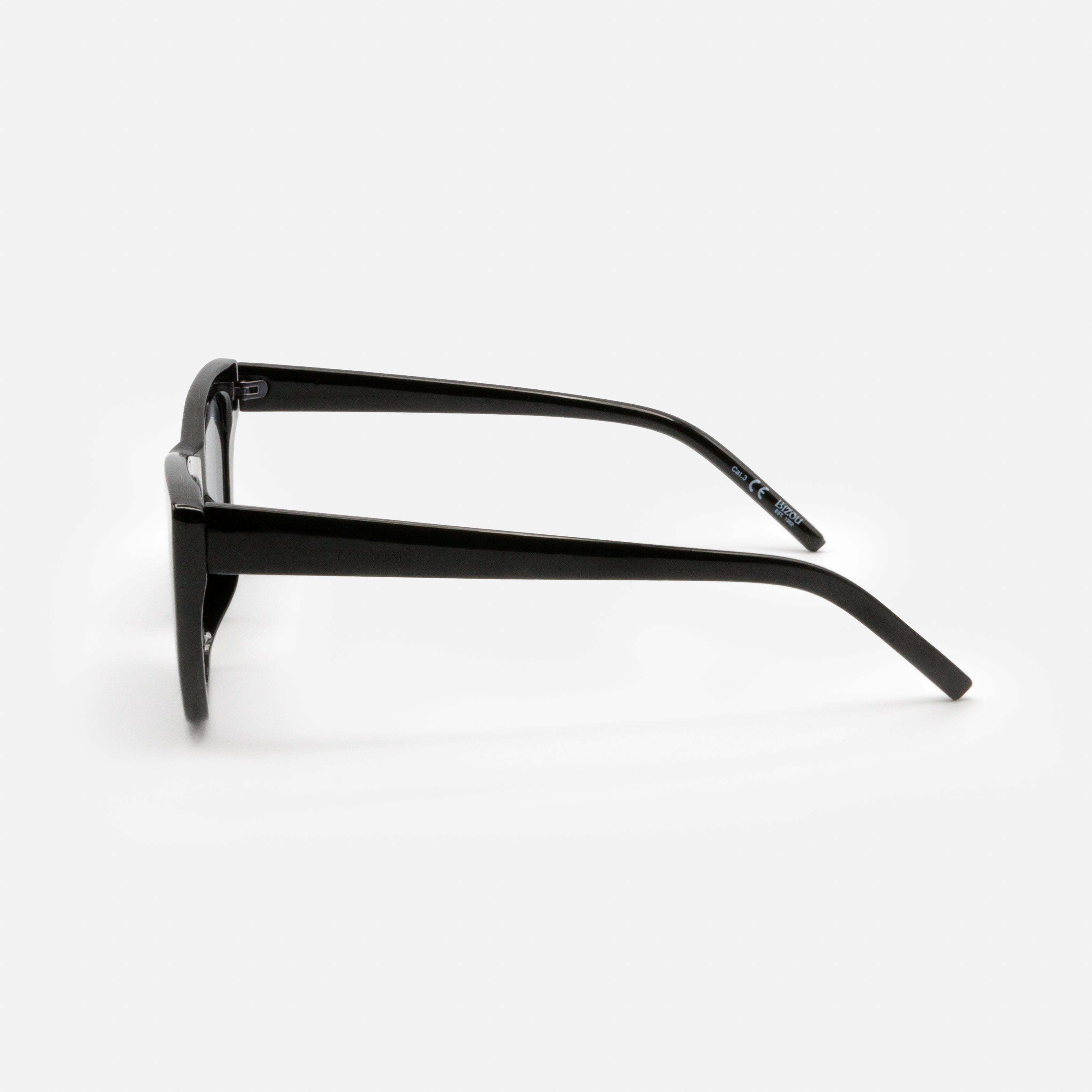 Black cat eye sunglasses with black lenses