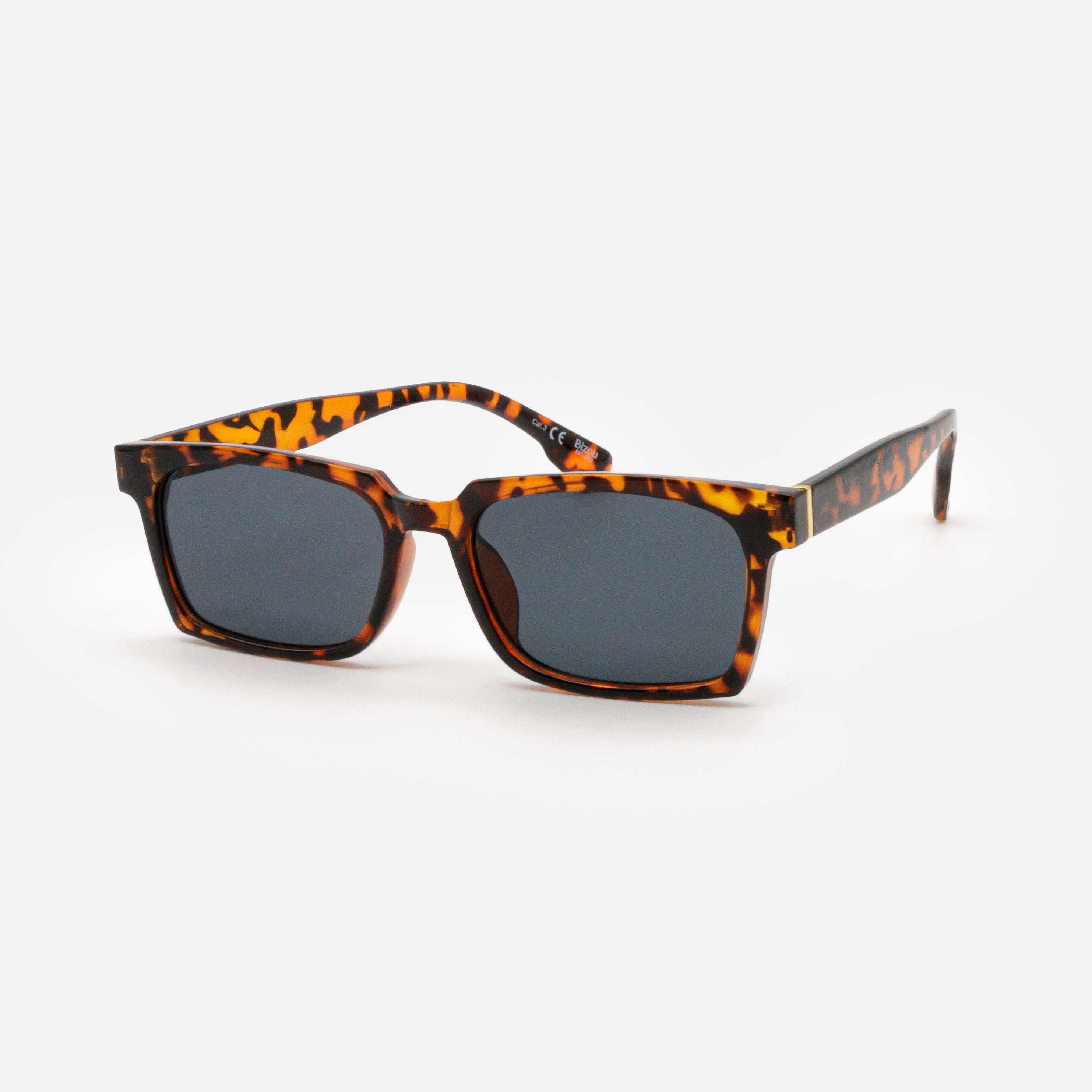 Tortoiseshell rectangular sunglasses with black lenses