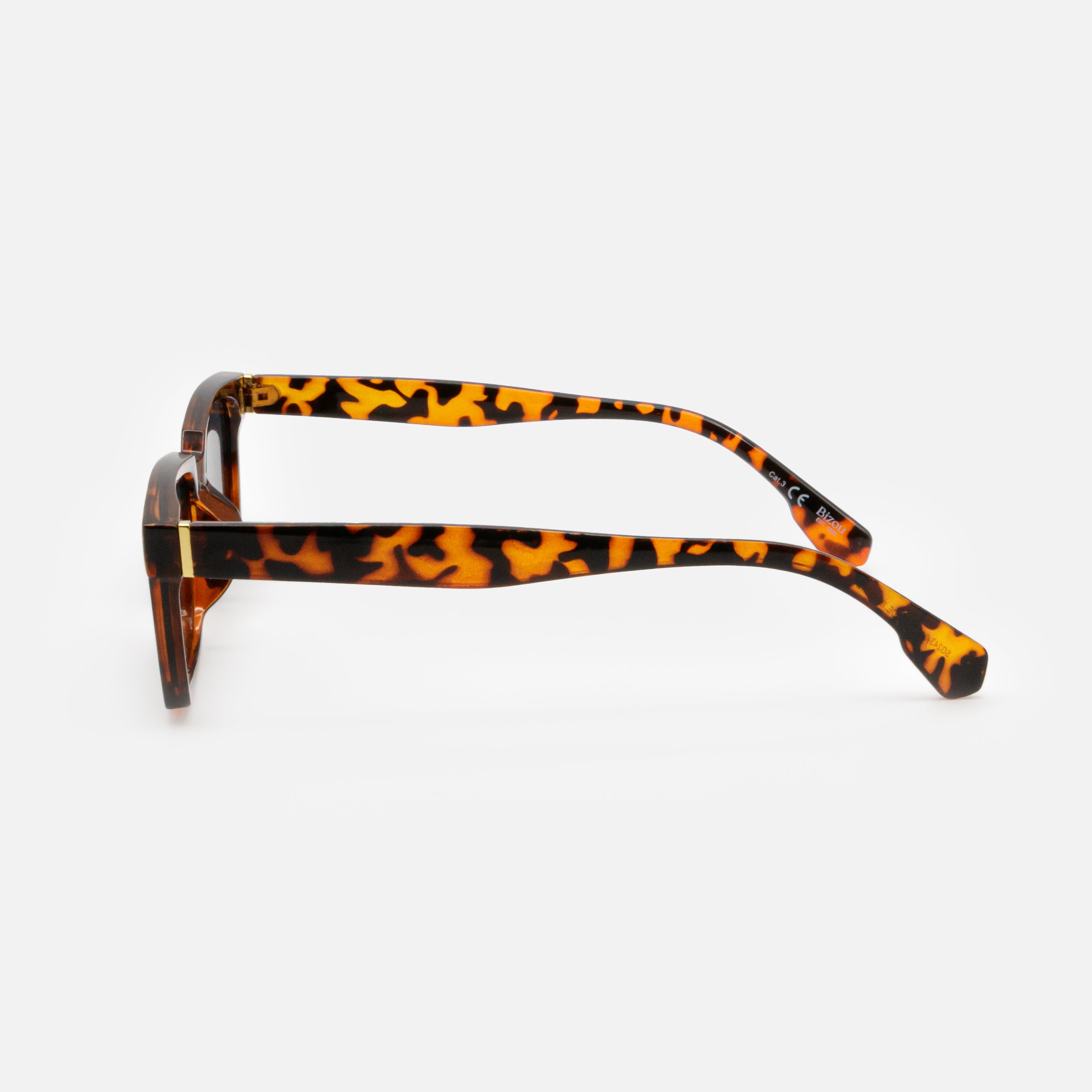 Tortoiseshell rectangular sunglasses with black lenses