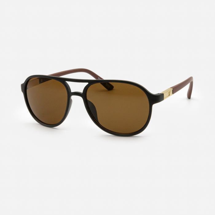 Lunettes de soleil noires et bourgogne avec touche dorée