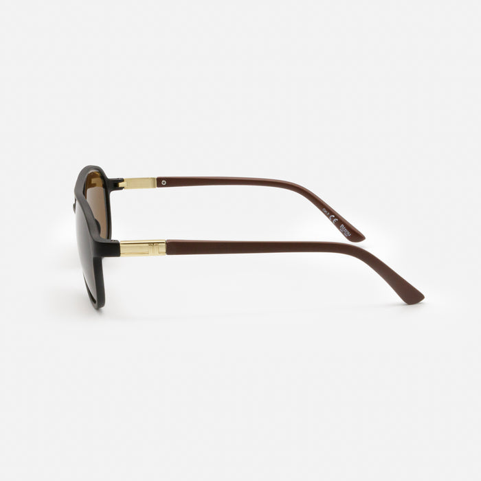 Lunettes de soleil noires et bourgogne avec touche dorée