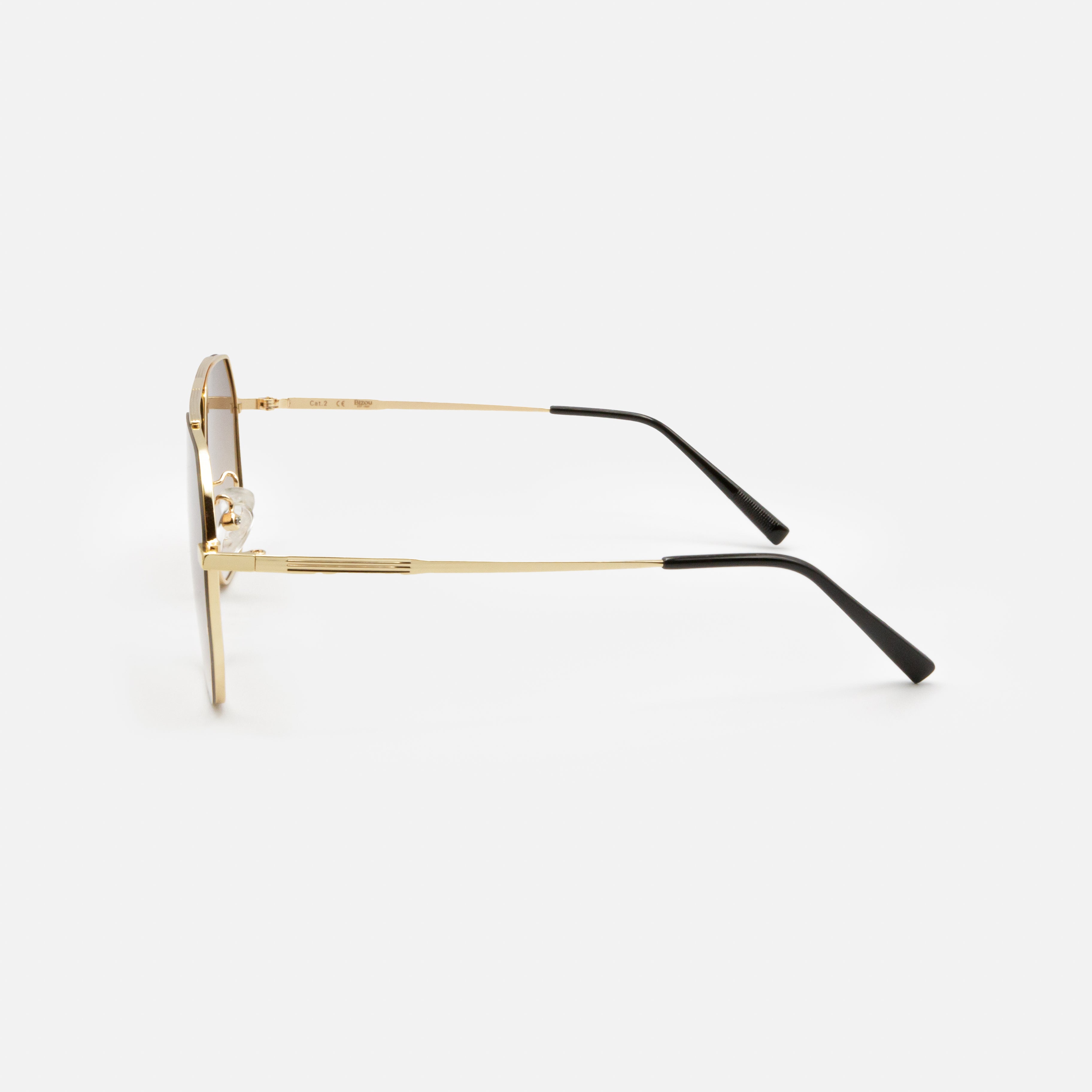 Gold aviator sunglasses with brown lenses